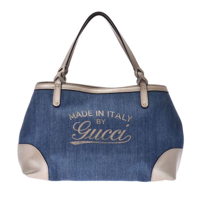 Gucci Bag Womens Blue Denim Tote 