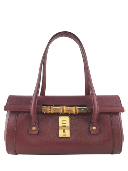 Gucci Bamboo Deep Red Leather Satchel 