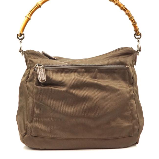 Gucci Bamboo Nylon #1474g16 Brown Shoulder Bag 