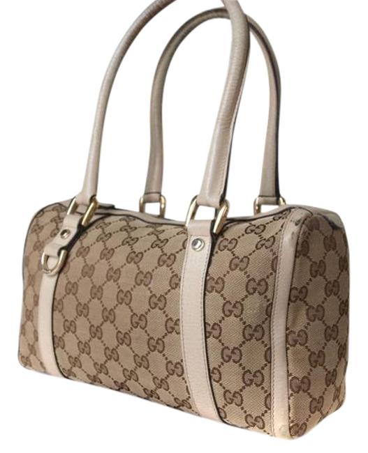 Gucci Beige Canvas Leather Shoulder Bag 