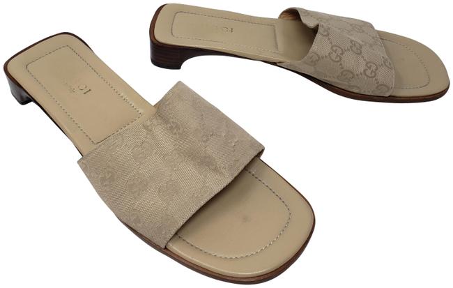 Gucci Beige Creme Gg Web Canvas Sandals 