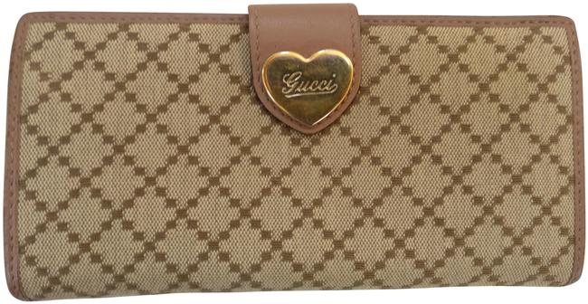 Gucci Beige Supreme Diamante Leather Canvas Wallet 