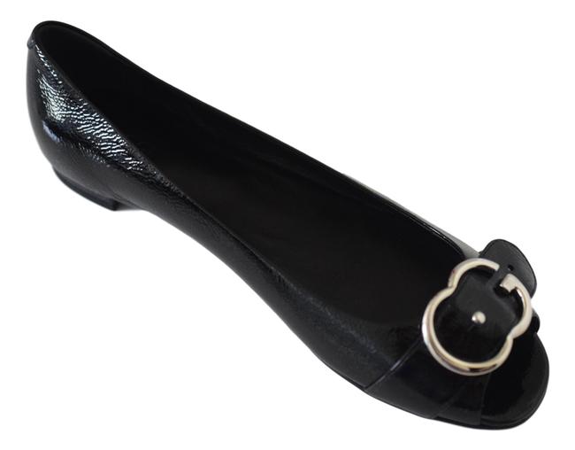 Gucci Black 370605 Patent Leather Interlocking G Flats 