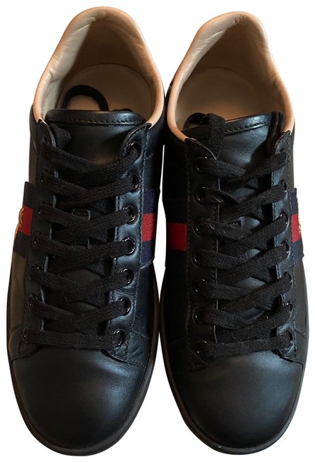 Gucci Black Ace Sneakers with Bee Flats 