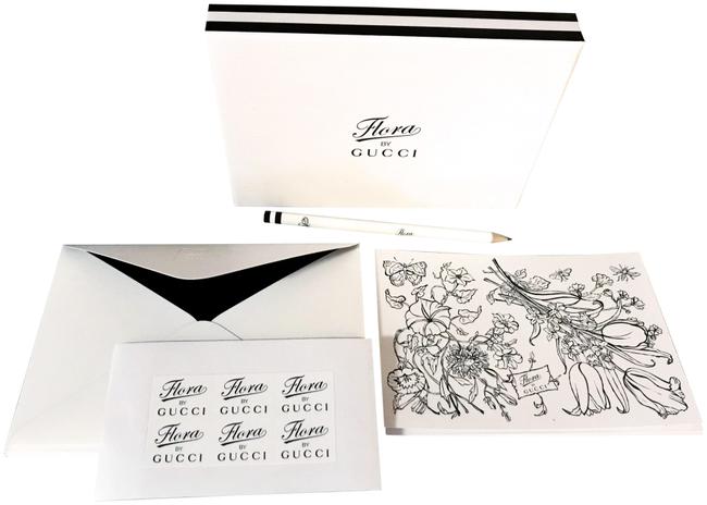 Gucci Black and White New Rare Flora Stationary Agenda Envelope Set 