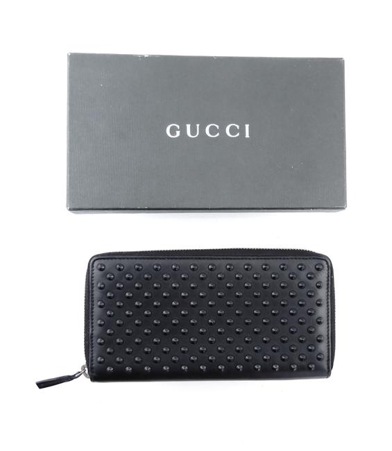 Gucci Black Clutch Panettone Spike Studded Leather Zippy Wallet 
