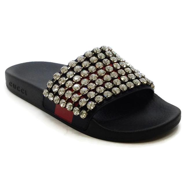 Gucci Black Crystal Embellished Sandals 
