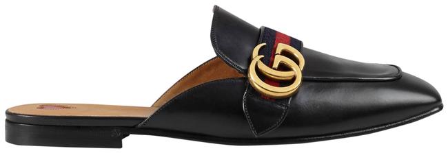 Gucci Black Double G Leather Slipper Flats 