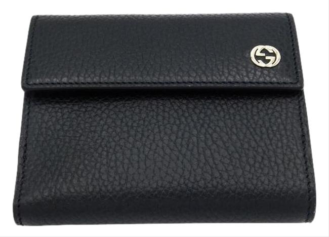 Gucci Black French Flap Grain Leather Wallet 