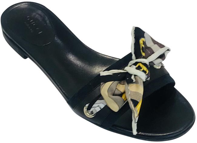 Gucci Black Gg Canvas Scarf Sandals 