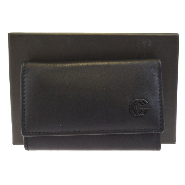 Gucci Black Gg Logos Six Hook Key Case Leather Made In Italy Wallet 