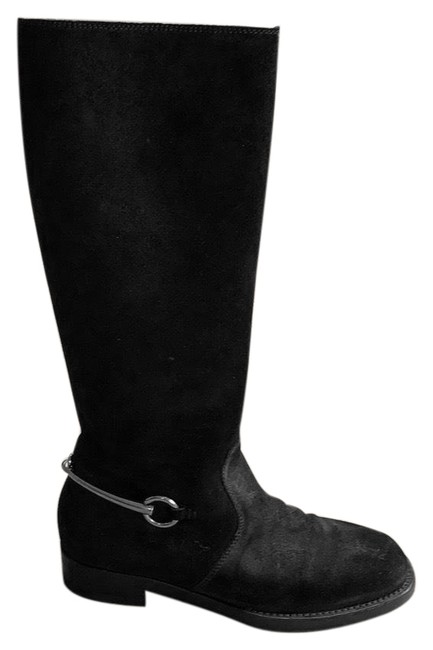 Gucci Black Horsebit Suede Boots Booties 