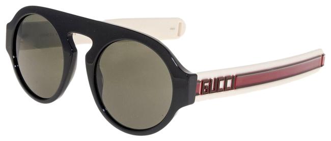 Gucci Black Ivory Classic Stripe Sega 0256 Round Unisex Gg0256s Sunglasses 