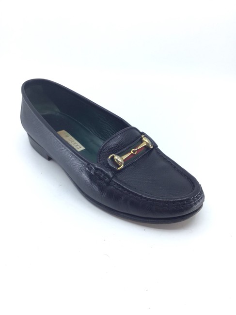 Gucci Black Leather Vintage Classic Loafers Flats 