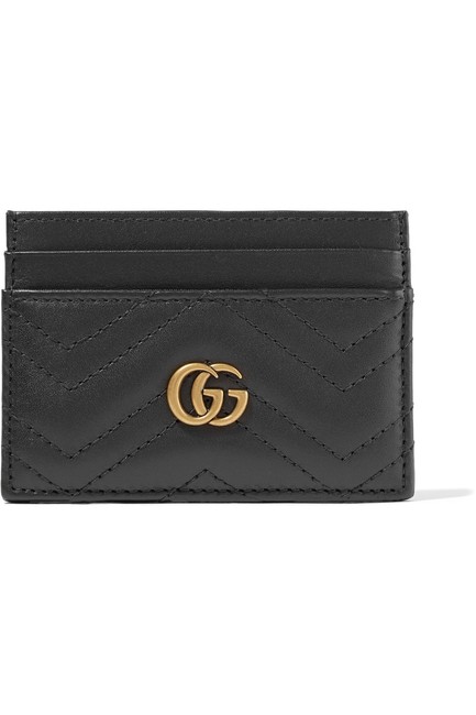 Gucci Black Marmont Gg Quilted Leather Cardholder Wallet 