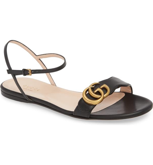 Gucci Black Marmont New Gg Logo Sandals 