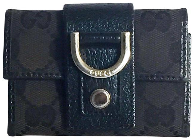 Gucci Black Monogram Canvas Buckle Key Case Wallet 