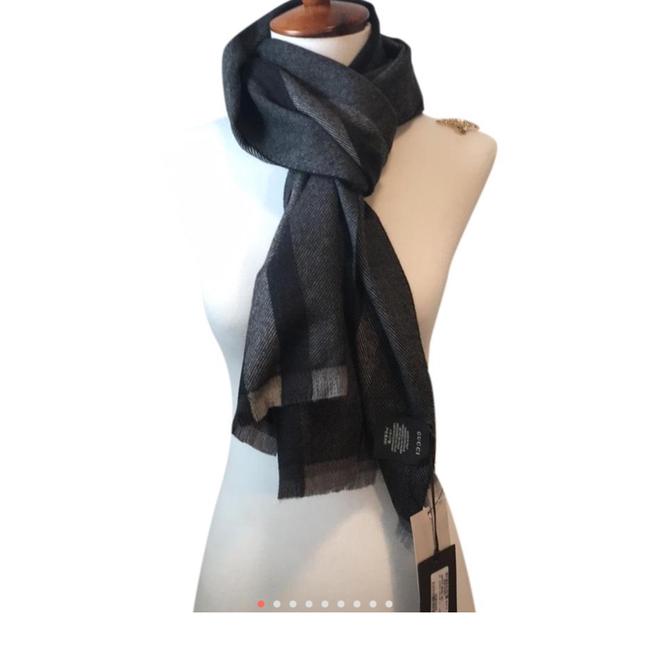 Gucci Black Multi Color Unisex Strip Wool Scarf Wrap 