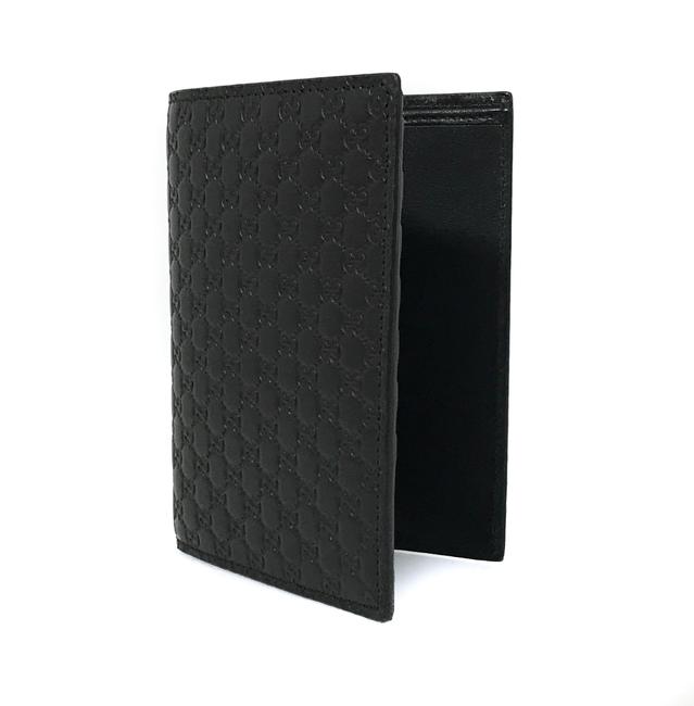 Gucci Black New Leather Microguccissima Vertical Passport Holder Wallet 