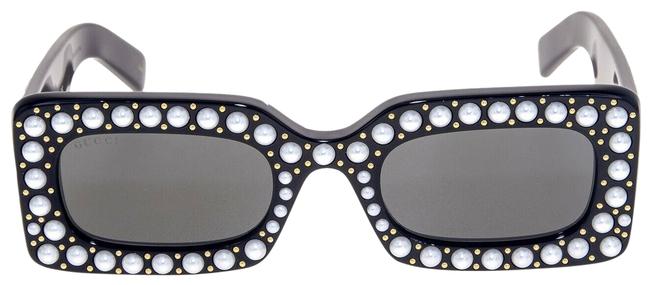 Gucci Black Pearl Hollywood Forever 0146 Stud Grey Square Gg0146s Sunglasses 