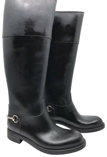 Gucci Black Rubber Rain Boots Booties 