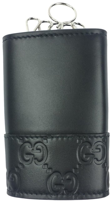 Gucci Black Signature Gg Leather Key Case Wallet 