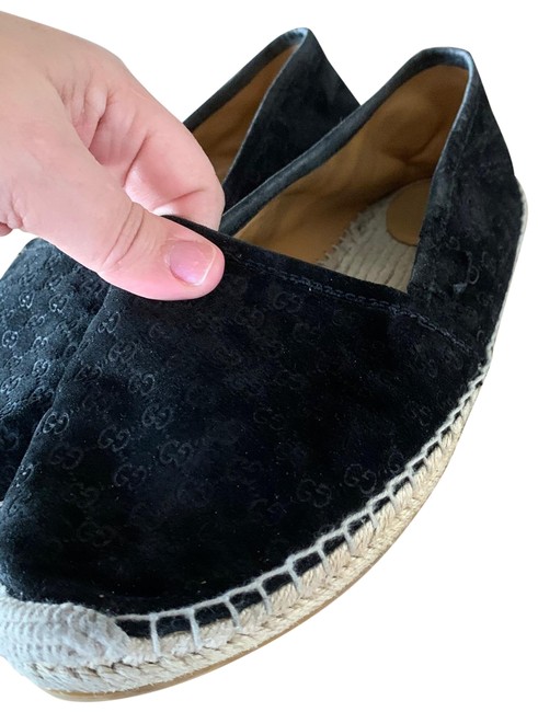Gucci Black Suede Guccima Spadrille Flats 