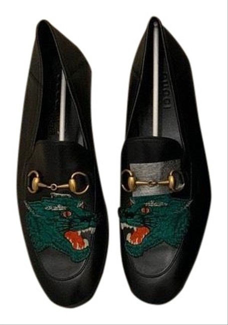Gucci Black Wolf Loafer Flats 