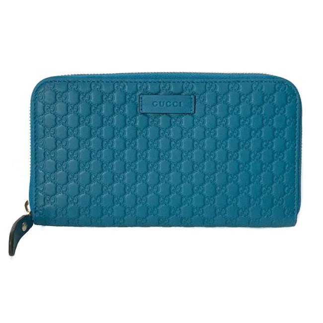 Gucci Blue New 449391 Microguccissima Leather Zip Around Leather Wallet 