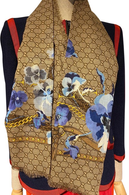 Gucci Blue Shawl Big Panshie Scarf Wrap 