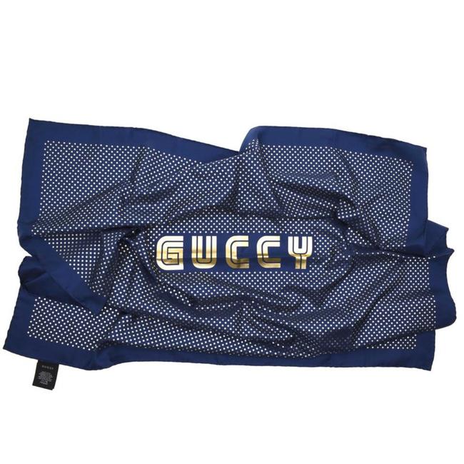 Gucci Blue Gold Sega Collection Scarf Wrap 