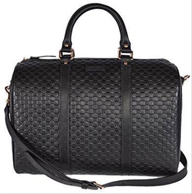 Gucci Boston Bag Gg Guccissima Leather Black Satchel 