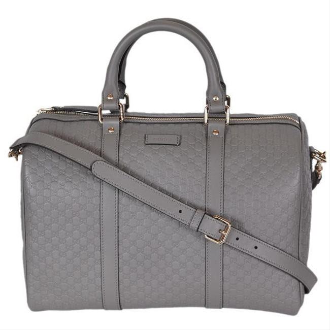 Gucci Boston Bag Gg Guccissima Leather Gray Satchel 