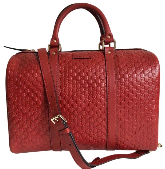 Gucci Boston Bag Gg Guccissima Leather Red Satchel 