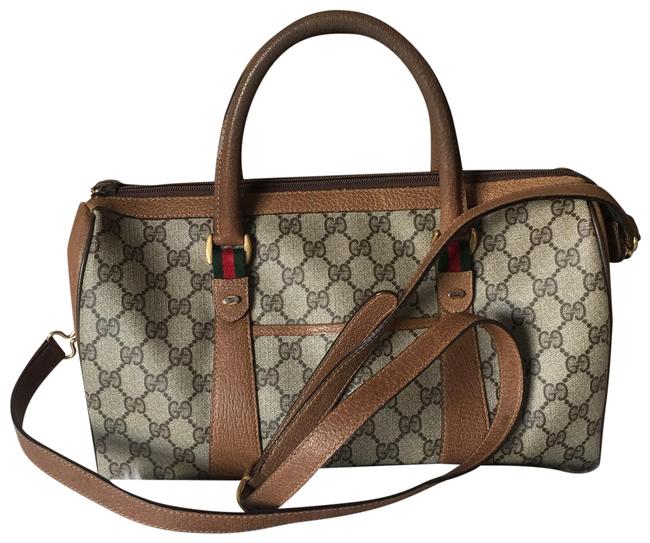 Gucci Boston Bandouliere Brown and Gray Satchel 