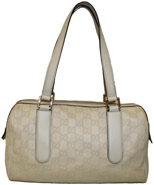 Gucci Boston Guccissima White Signature Leather Shoulder Bag 