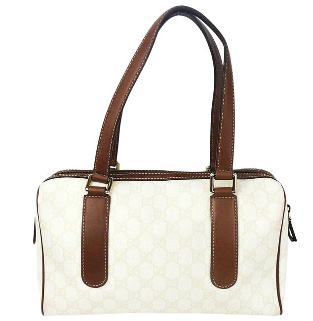 Gucci Boston Ivory Gg Canvas Shoulder Bag 