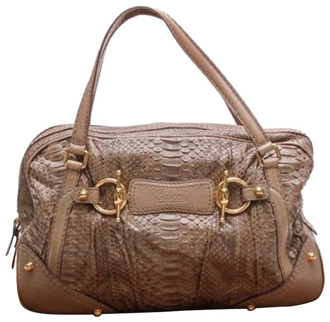 Gucci Boston Jockey Python Brown Shoulder Bag 
