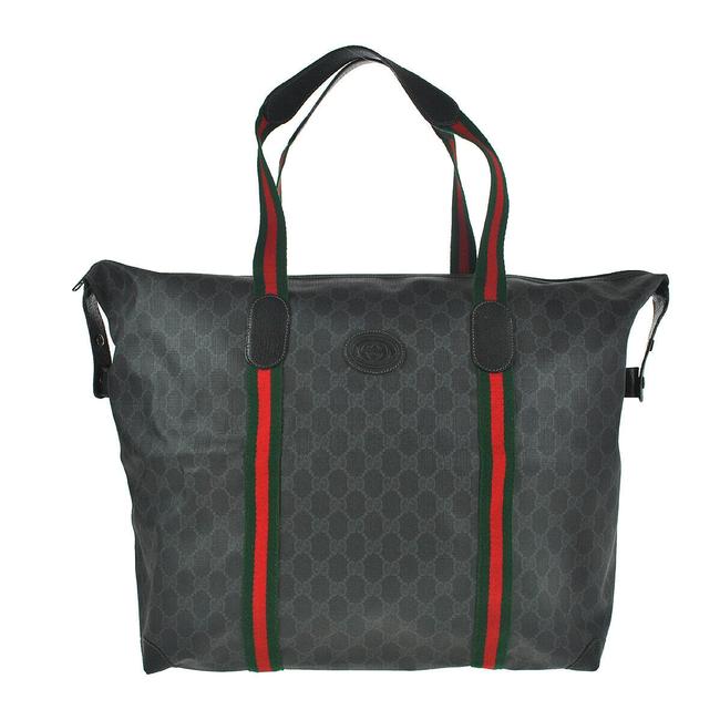 Gucci Boston Monogram Sherry Line Black Canvas and Leather Tote 