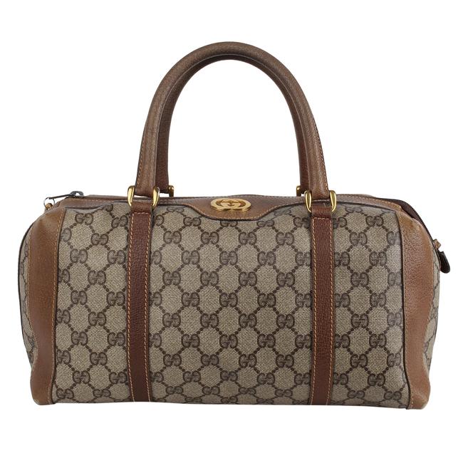 Gucci Boston Speedy Vintage Monogram 6109 Brown Canvas Satchel 