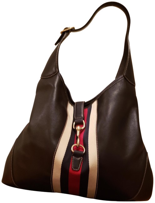 Gucci Bouvier Jackie O Handbag Blue Red and White Leather Hobo Bag 