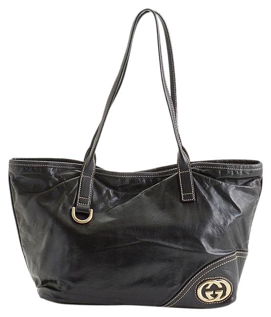Gucci Britt Rdc10676 Interlocking Logo Black Leather Tote 