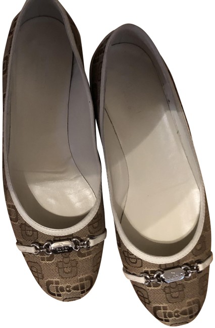 Gucci Brown and White Flats Narrow Aa, N 