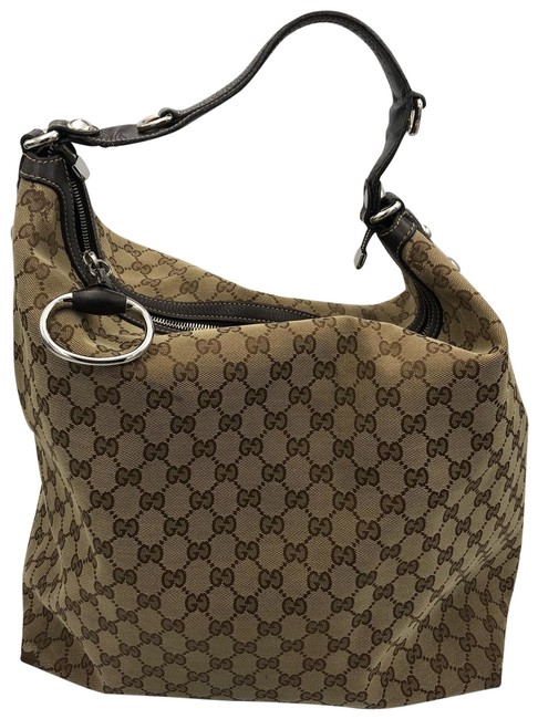 Gucci Brown Canvas Hobo Bag 