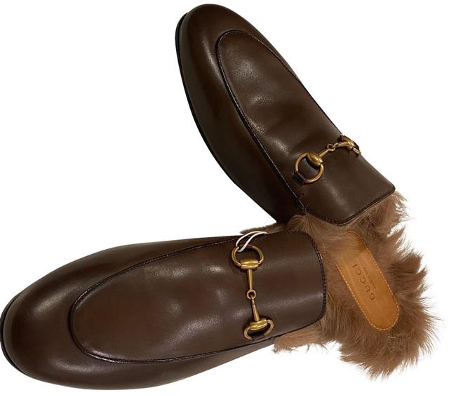 Gucci Brown Fur Lined Leather Princeton Flats US 12 