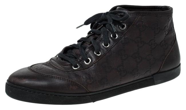 Gucci Brown Guccissima Leather High Top 38 Sneakers 
