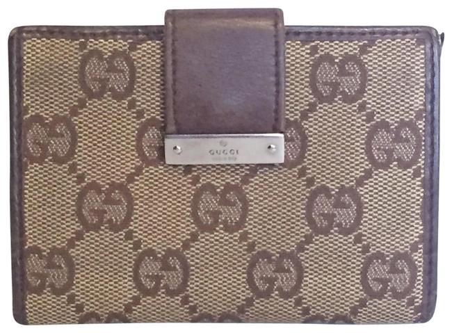 Gucci Brown Monogram Bifold Snap Id Holder Wallet 