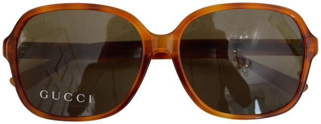 Gucci Brown Musturd Gg Square Sunglasses 