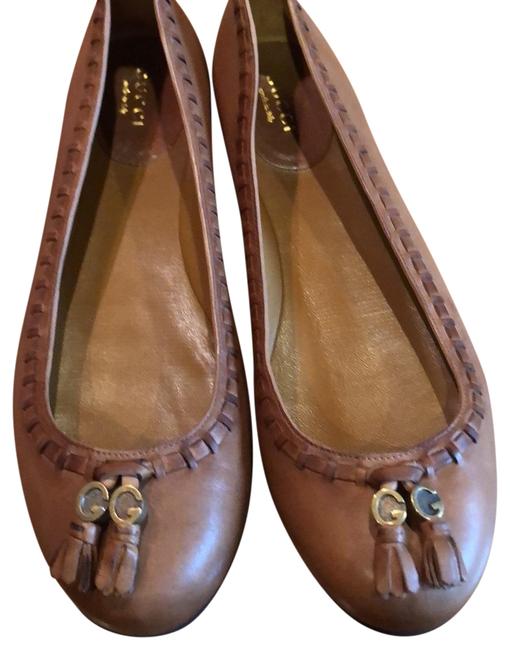 Gucci Brown Saddle Soft Leather Flats 