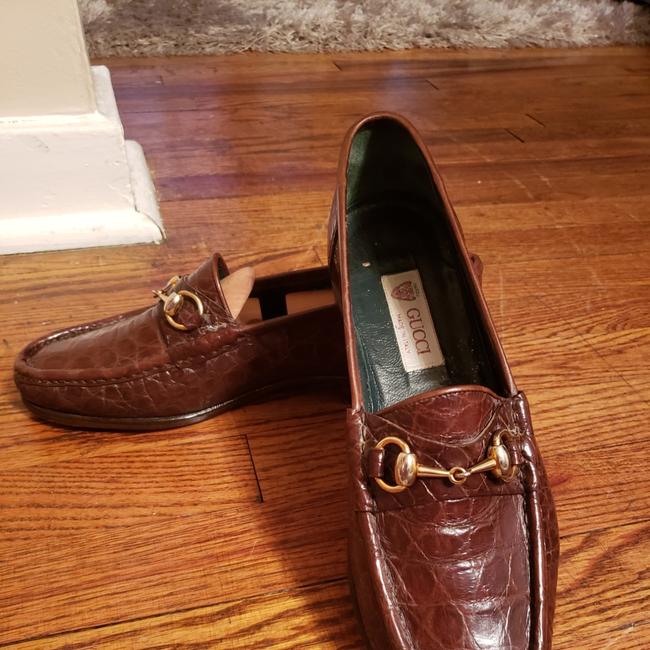 Gucci Brown Snake Skin Loafers Flats 